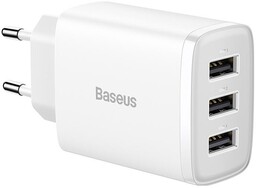 Baseus Compact Quick Charger, 3x USB, 17W (biała)