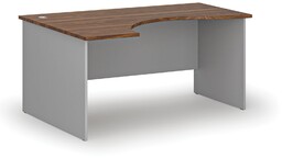 Ergonomiczne biurko PRIMO GRAY, 160x120 cm, lewe, szary/orzech