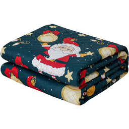 Narzuta bożonarodzeniowa pikowana zielona w mikołaje NLW-16