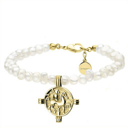 Bransoletka perły naturalne ze złotą monetą