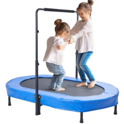 Trampolina dziecięca składana 56x36 cali z uchwytem, niebieska
