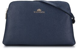 Damska listonoszka skórzana dwukomorowa klasyczna granatowa