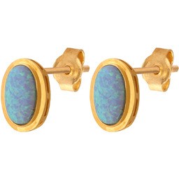 Złote kolczyki 585 z naturalnym kamieniem Opal