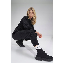 WELUROWE spodnie damskie DRESOWE WYGODNE GŁADKIE czarne L