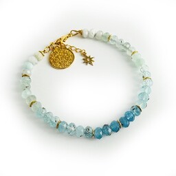 Pakamera Niebieska Bransoletka Akwamaryn jeans, moneta i gwiazdka,