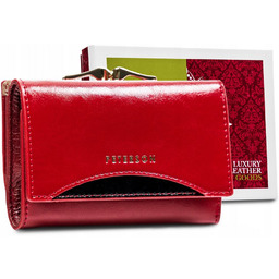 Damski skórzany portfel Peterson na zatrzask pojemna elegancka