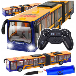 Duży Autobus Miejski przegubowy Zdalnie Sterowany Ładowany Akumulator