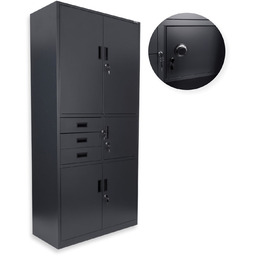 Szafa metalowa z sejfem Brooklyn: antracytowa, do warsztatu,