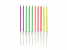 Świeczki urodzinowe neonowe kolorowe - 13,5 cm -