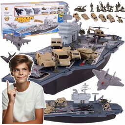 Baza Wojskowa Lotniskowiec Statek Okręt Wojskowy Samoloty Auta