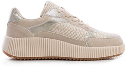 Damskie sneakersy na grubej platformie beżowe