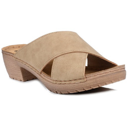 Klapki chodaki damskie na obcasie letnie czarne Inblu