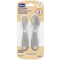 Pierwsze sztućce plastikowe szare 12m+