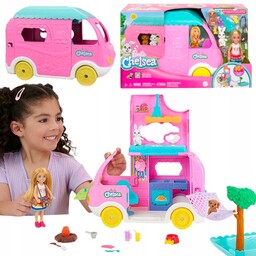 Barbie Chelsea Kamper 2w1 Rozkładany Zestaw Lalka Modowa