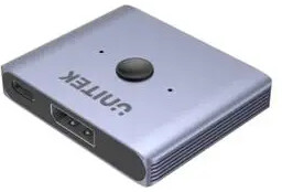 Unitek V1609A DisplayPort 1.4 8K 2-na-1 Srebrno-szary Adapter