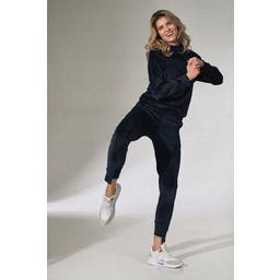 spodnie damskie Z WELURU CIEPŁE WYGODNE KIESZENIE niebieskie