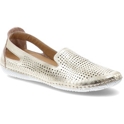 Artiker Złote Półbuty Ażurowe Stylowe Obuwie Damskie