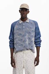Melanżowy sweter polo