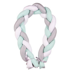 Babymatex Ochraniacz do łóżeczka Warkocz satynowy biały szary