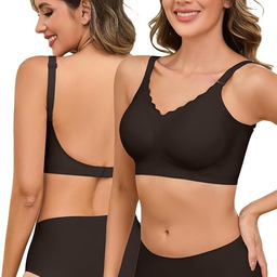 Biustonosz Bezszwowy bez Pleców Wielokierunkowe Odpinane Ramiączka Czarny