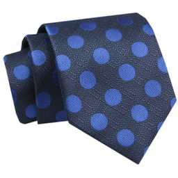 Krawat - ALTIES - Granat w Niebieskie Grochy