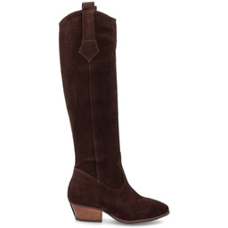 Kozaki ze skóry zamszowej - TYMOTEO A1006 CZEKOLADOWE