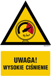 JA014 OSTRZEŻENIE PRZED WYSOKIM CIŚNIENIEM, FN - FOLIA