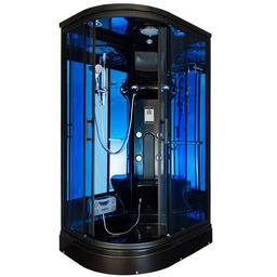 Czarna kabina prysznicowa z hydromasażem zabudowana 120x85 MO-02188BL