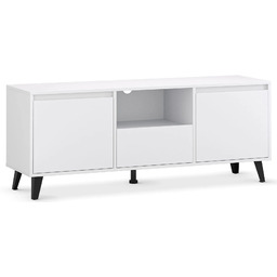 Edinos Premium Biała skandynawska szafka RTV na nóżkach