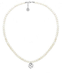 Naszyjnik choker z pereł z medalionem stal szlachetna