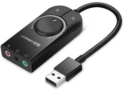 UGREEN Zewnętrzna karta dźwiękowa USB 15cm (czarny)