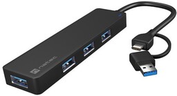Natec Hub USB-C 4 porty Mayfly czarny +
