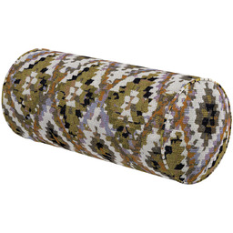 Poduszka wałek prosty, kremowe wzory azteckie na oliwkowym