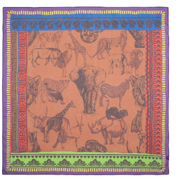 Damska chusta wzorzysta brązowo - czerwona