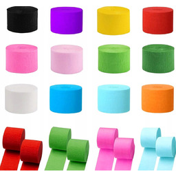 PAPIER KREPOWY 12 ROLEK KOLOROWY DEKORACYJNY KREPA STREAMER