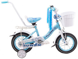 Rower dziecięcy FLOWER 12" błękitno-biały