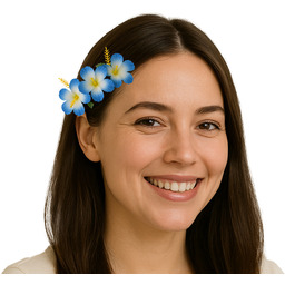 Hawajska przypinka kwiatek niebieski - 1 szt.