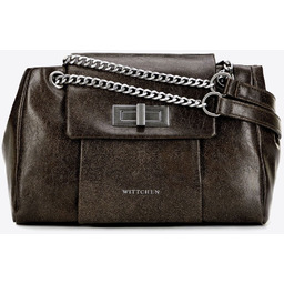 Listonoszka z imitacji skóry z łańcuszkiem ciemnozielona