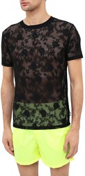 Koszulka męska Moschino Underwear czarna siateczkowa koronkowa-M