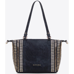 Damska shopperka w dekoracyjne nity granatowa