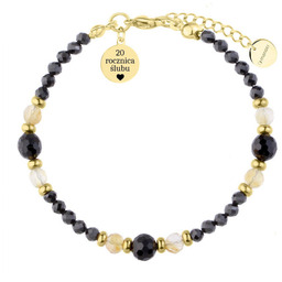 Bransoletka z czarnym turmalinem i cytrynem z grawerem