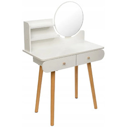 Elior Biała skandynawska toaletka z półkami i lustrem