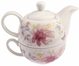 Dzbanek porcelanowy z filiżanką Flower, 400 ml