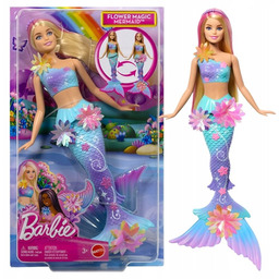 Barbie Syrenka Rozkwitające kwiaty, Lalka blondynka z funkcją,