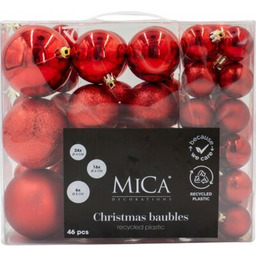 MICA Bombki 8 cm Czerwony (46 sztuk)