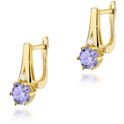 Złote kolczyki K0572 Tanzanit 2 x 0,50ct żółte