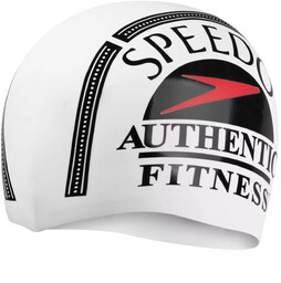 SPEEDO Czepek pływacki SLOGAN PRINTED WHITE/BLACK/RED