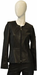 Damska Kurtka skórzana casual zapinana na suwak zwężana