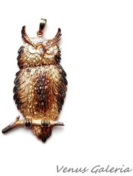 Wisiorek srebrny - Sowa duża brązowa