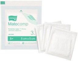Kompresy gazowe 5x5cm jałowe Matocomp 17N 12W A''3